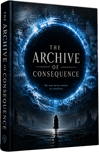 Cover artwork for The Archive of Consequence, a sci-fi thriller by IMALAEL